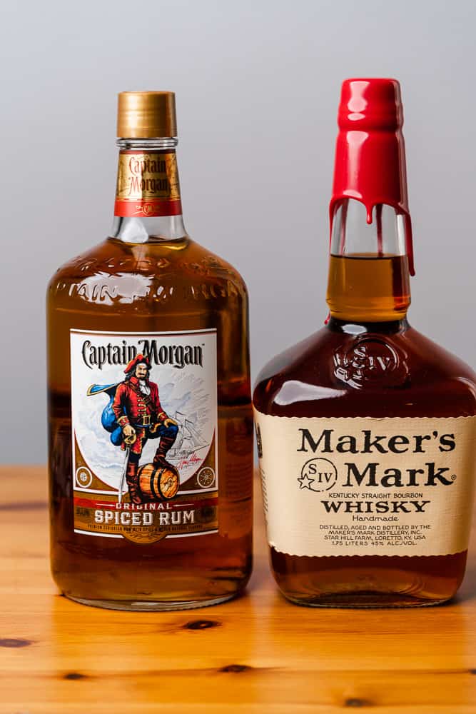 makers mark and captain morgan spiced rum large sizes from costco