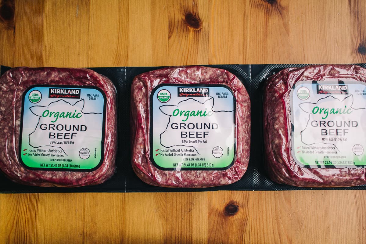 Organic grass fed ground beef from Costco