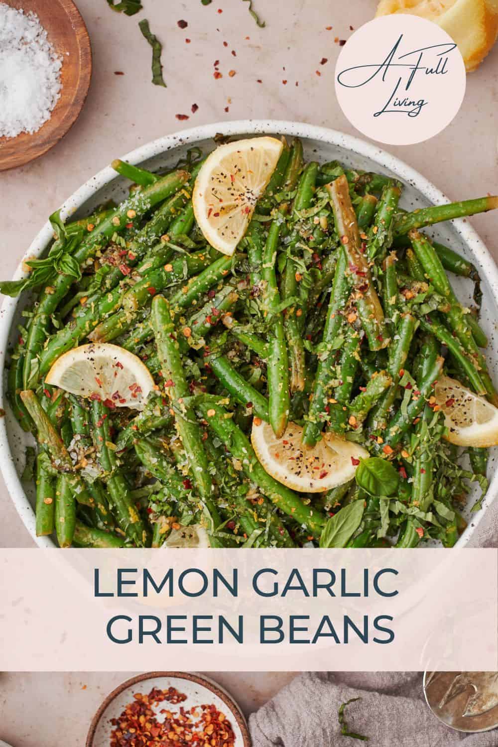 Lemon garlic green beans pinterest image.