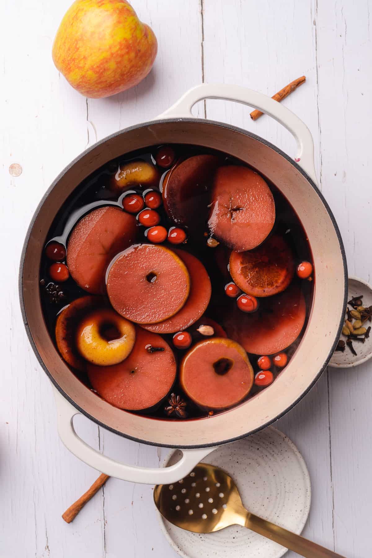 mulled wine with fruit that has been infused with wine