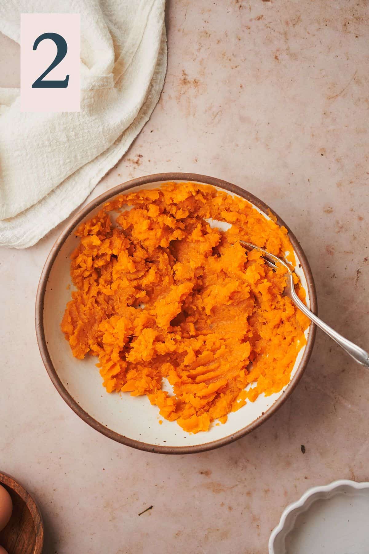 mashed sweet potatoes in a bowl. 